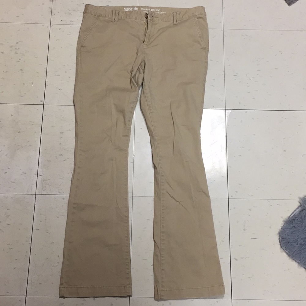 Boot Cut Khaki Pants Mid Rise